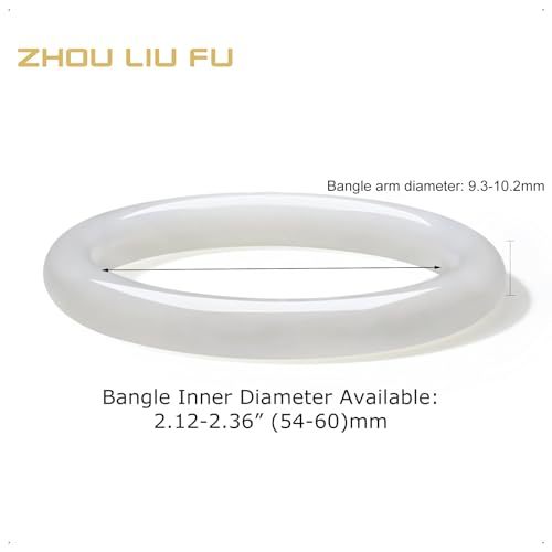 Natural Jade Bracelet Nephrite White Jade Bangle Round Feng Shui Gemstone Dainty Jewelry Hetian Jade Bangle Bracelet for Women Mom Daughter Size 54(170)-60(230) Y1012559-Y10125602