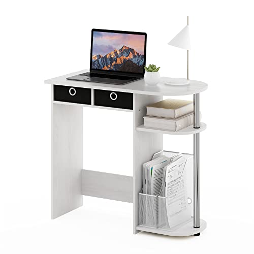 Image of Furinno Go Green Desk, 31.5 inch Wide Gaming Desk with 2 Side Shelves and Storage Bins, Computer Desk, Office Desk for Home Office, Study Room, Dorm, Bedroom, White Oak