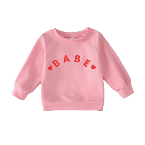 Toddler Baby Girl Crewneck Sweatshirt Love Babe Letter Long Sleeve Pullover Shirt Cute Spring Casual Clothes Top