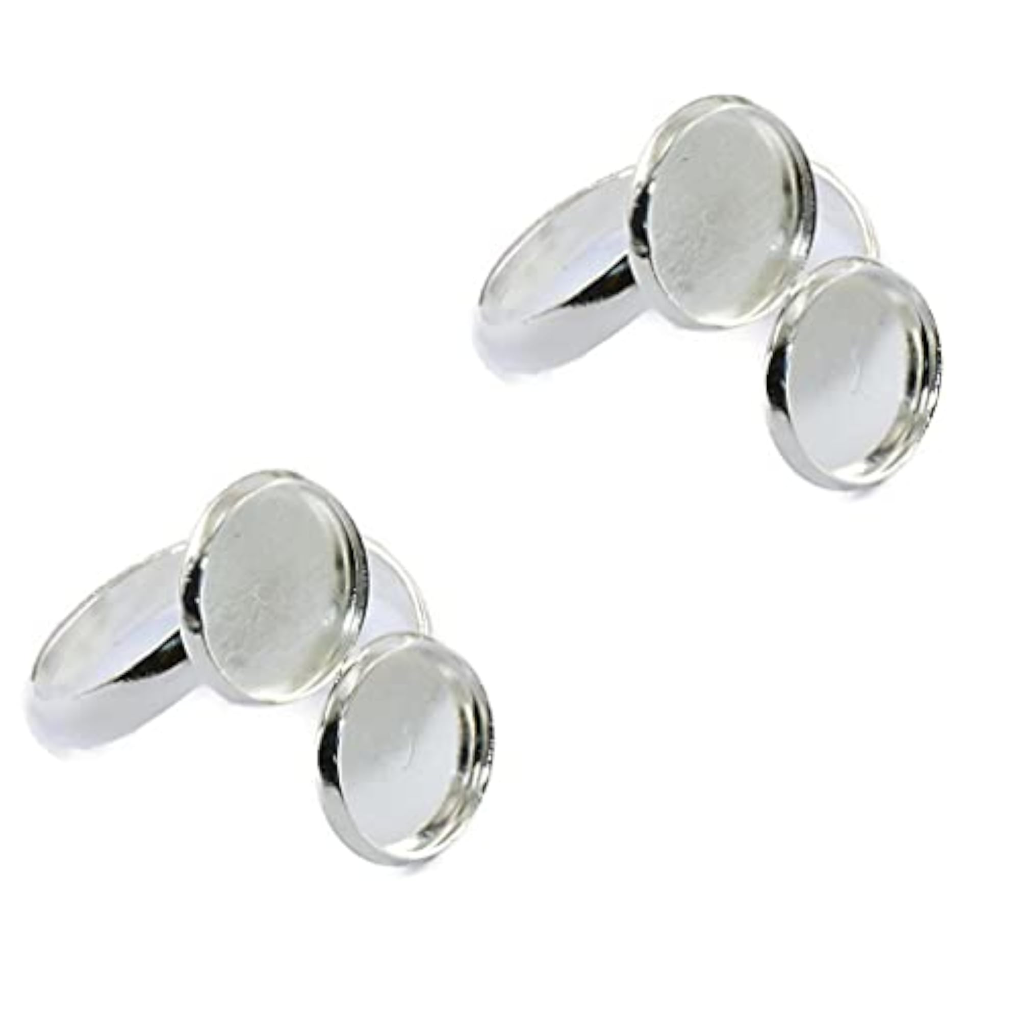 2Pcs 2-Bezel Blank Ring Base Settings, Jewelry Findings