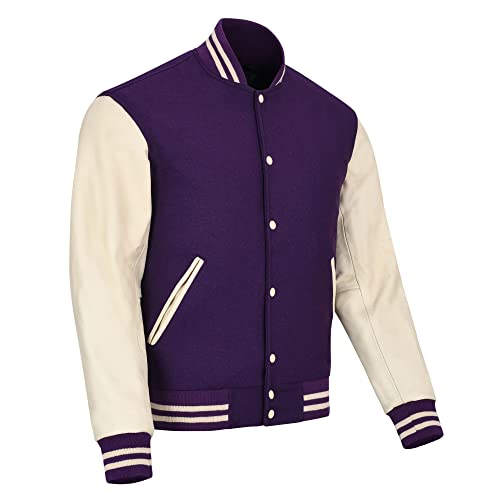 Image of Varsity Jacket Baseball Letterman Jacket- Wool and Leather Premium Quality Unisex Basketball Jacket