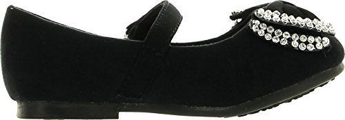 JELLYBEANS Jelly Beans Yoyoma Toddlers Little Girls Glitter Bow Ballerina Falt Shoes,Black,52