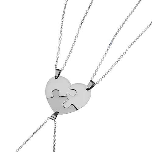 Collier de pièces de monnaie puzzle coeur 2 à 6 pièces pour femmes et hommes