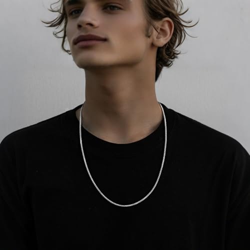 2.5mm/3mm/4mm Silver Stainless Steel Wheat Chain Necklace Jewelry for Men3