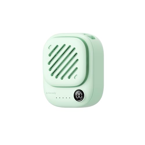 Image of Aecooly Mini Portable Neck Fan, Mighty Hands Free Fan, Magnetic Fit Click 01 USB Rechargeable [10H Max Cooling Time], Personal Battery Powered, Pocket for Travel, Summer, Gifts for Women -Green