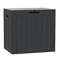 Deck Box 30 Gallon Outdoor Storage Box for Food Deliveries, Patio Tools, Outdoor Cushions & Pillows, Garden Supplies, Pet Stuff and Pool Accessories, Black (Delivery Sign & Lock Included)