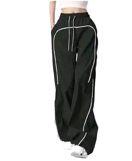 Image of Women Loose Fit Korean Style Gym Joggers Cotton Linen Self Design Casual Workout Track Pants
