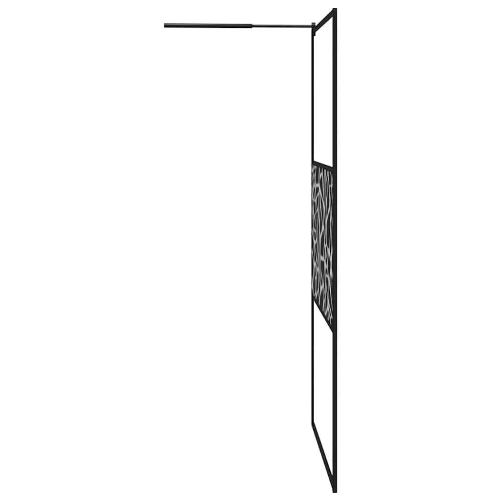 Parete doccia per cabina doccia, 115 x 195 cm, design in pietra ESG, colore nero, con telaio in alluminio, vetro di sicurezza da 5 mm, profilo regolabile, paraspruzzi per bagno