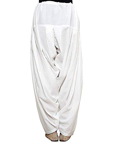 Image of Women's Cotton Traditional Semi Patiala Salwar Combo (AMZN-00131, Black, White, Free Size)