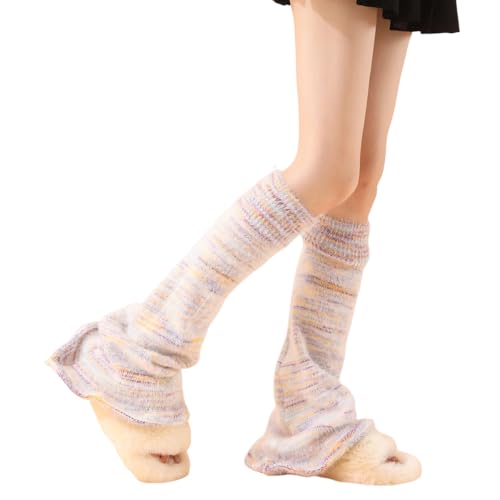 Image of WODECASA Girls Kawaii Leg Warmers Knitted Flared Leg Sleeves Goth Crochet Baggy Cuff Ankle Heap Socks
