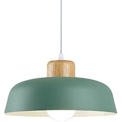 Lamparas Colgantes Grandes Modernas HJXDtech Luz colgante de metal redonda simple moderna nórdica,Lámpara de techo grande con acabado de madera E27 para salón de dormitorio de cocina (Verde)