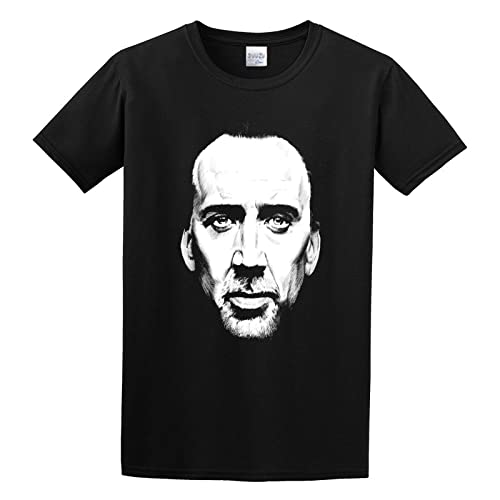 Nicolas Cage Face Unisex 100% Cotton Short-Sleeve T-Shirts Black L