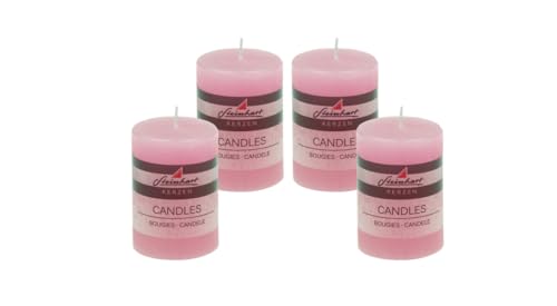 4er Set Adventskranzkerzen Raureif Rosa 80/58 mm durchgefärbte...