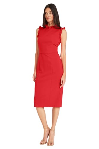 Image of Maggy London Womens Ruffle Neck and Armhole Sheath Dress
