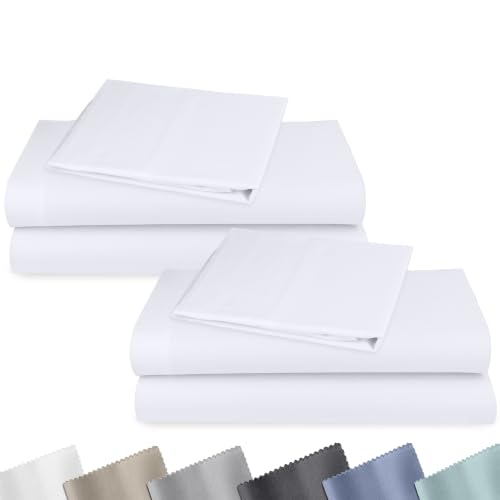 Image of 2-Pack Soft Natural 100% Cotton Sateen XL Twin Sheets Sets, Bright White