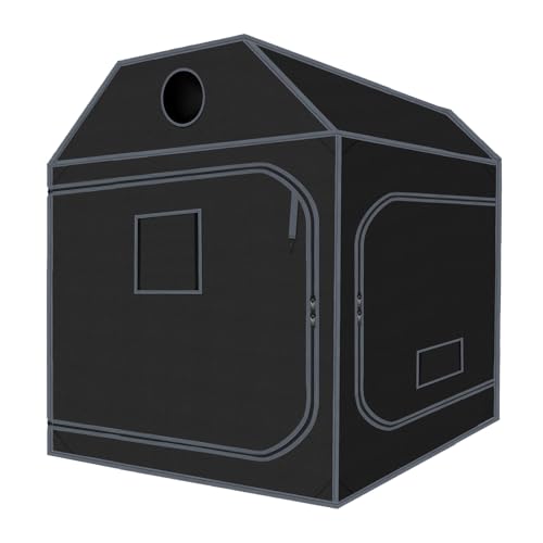 5x5 Grow Tent, 60'x60'x72' Roof Cube Plant Grow Tent, Indoor Growing Tent with Observation Windows, Lightproof Roof Cube Tent with Floor Tray, Mylar Hydroponic Tent
