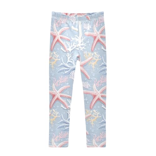 ALAZA Girls' Leggings Children's Yoga Pants Skinny Printed Dance Starfish Comfortable 4T