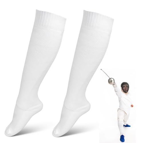 HERCHR Calcetines de Esgrima, Calcetines Largos Transpirables de Algodón Absorba el Sudor Medias Protectoras Elásticas para Esgrima para Niños y Adultos(L)