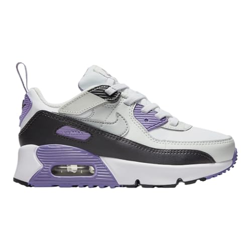 Nike Air Max 90 EasyOn Preschool Running Shoes (White/Light Grey/Dusty Amethyst) (IH1417-129, Grey/Purple/White)