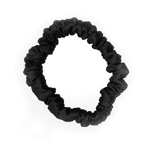 Slip 6 Silk Skinnie Scrunchies Set for Women - 100% Pure 22 Momme Mulberry - Hair-Friendly + Luxurious Elastic, Black