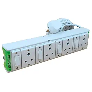 INDRICO Extension Boards with Individual Switch of 4 Sockets with 5 Meter Long Cable PVC White