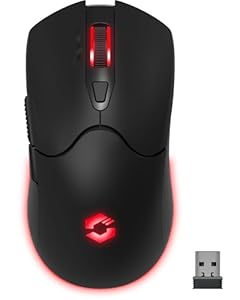 Speedlink Velox Wireless RGB Gaming Maus - PC Maus kabellos mit Akku wiederaufladbar, USB-C, 4800dpi, PixArt PAW3212, programmierbar, leicht, USB Nano Empfänger, RGB LED Beleuchtung, schwarz