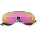 zeroUV Futuristic Rimless Frame Mono Lens Aviator Shield Sunglasses 71mm (Black/Magenta Mirror)