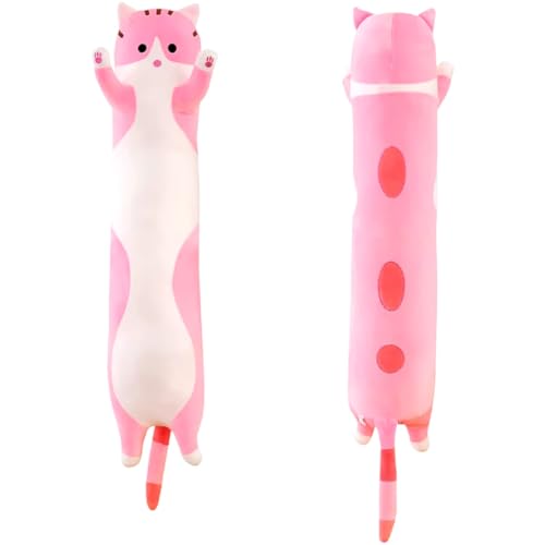 Image of ADORA Plush Cartoon Kitty -100cm Grey Sleeping Hugging Pillow, Cuddly Soft Long Cat Body Pillow for Girls Kids