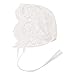 Baby Girl Bonnet Eyelet Lace Cotton Christening Bonnet Toddler Handmade Beanie Sun Protection Hat (Peach Flower, 3-9M)