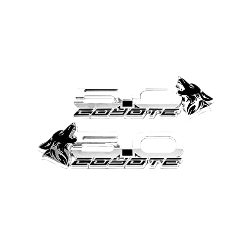 Image of Coyote Badge Shop - V4 Coyote 5.0 inch Fender Badges (Pair) - Chrome /Black
