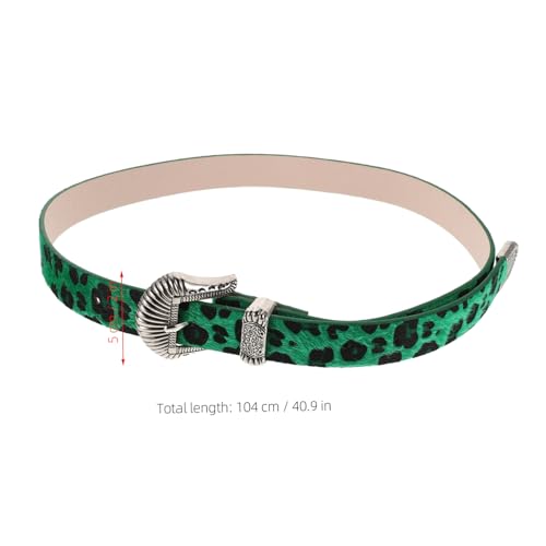 Women Vintage Leopard Print Wide Waist Belt with Western Buckle for Casual Wear and Dresses Elegant Retro Style Green2