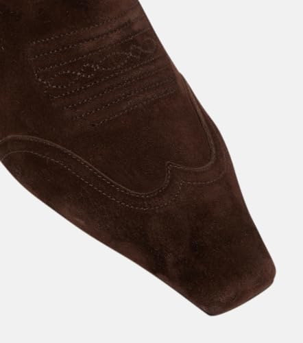 Women's Suede Leather Ankle Boots Cowboy Kitten Heel Square Toe Slip On Embroidery Chelsea Mid Calf Boots Fashion Comfort Low Heel Short Booties2