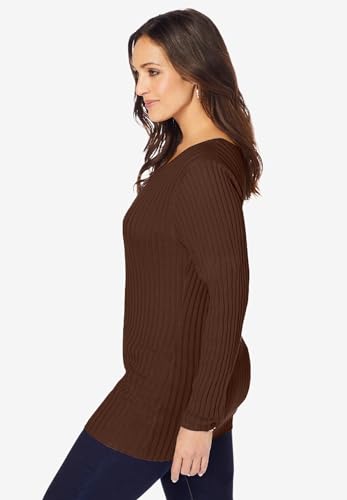 Jessica London Women's Plus Size V-Neck Ribbed Sweater3