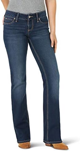 Wrangler Damen Retro Mae Mid Rise Stretch Boot Cut Jeans, Dunkle Waschung, 3-34