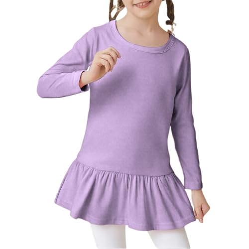 Kids Girls Tennis Dress Plain Pleated Athletic Dress Long Sleeve Crewneck Fall Winter Warm Solid Soft Dresses2