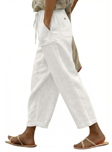 Image of Acelitt Women Casual Lightweight Drawstring Elastic Waist Pants with Pockets, S-XXL