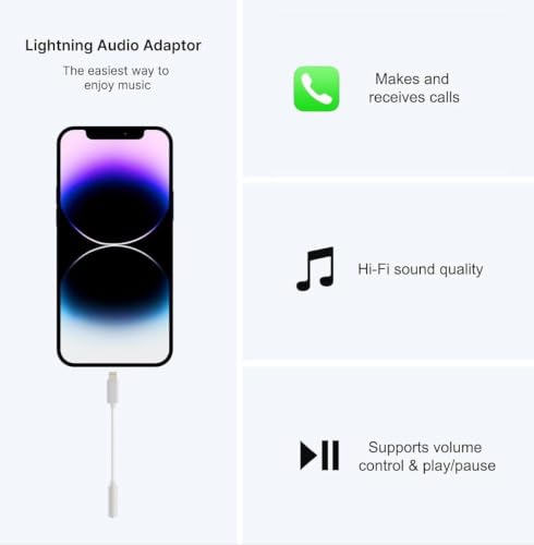 Image of Elebase Lightning to 3.5mm Headphone Adapter | AUX Audio Jack Converter Compatible for iPhone 14 /13 /12 /11 /X /8 | Hi-Fi Sound Quality | Durable Metal Design | iOS Compatible, Warranty