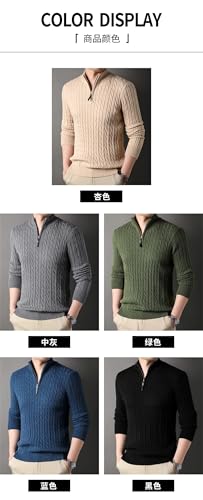 Men's Stand Up Collar Ribbed Zipper Sweater Solid Color Slim Fit Casual Knitted High Neck Pullover Sweater2