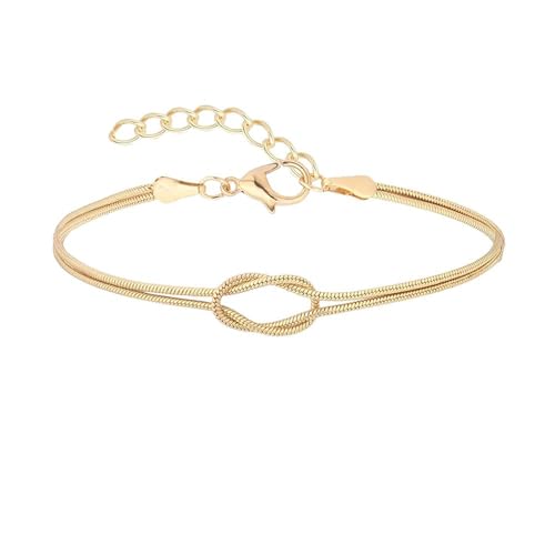 ZOAPDEBCE Bracelet Bracelet plaqué en argent ， Bracelet infini avec chaîne serpent à nœud d'amour, bracelet à nœud mère-fille, bracelet plaqué or en argent sterling 925 for femmes(Gold)