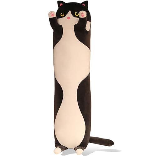 Werdast Black Cat Long Plush Pillow Cat Stuffed Animals Soft Sleeping Throw Pillow Doll Toy (Black,27inches) by Werdast - Used condition - US$17.84