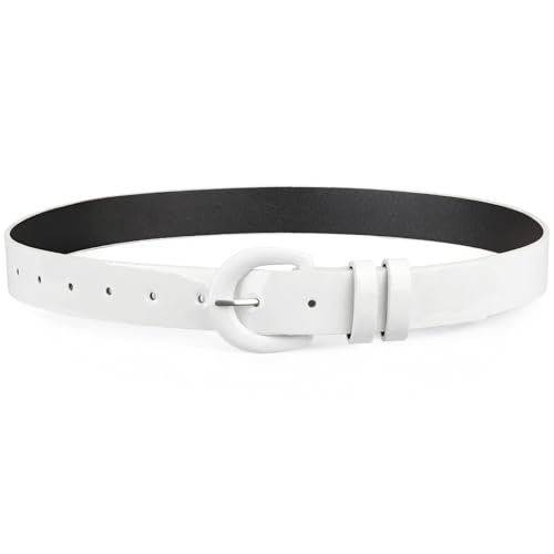 JASGOOD Women Patent Leather Belt for Jeans Pants Vintage 50s Women Belt for Dress White