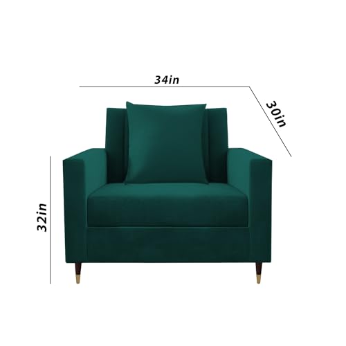 Image of Casaliving Garcia 1 Seater Sofa Set for Living Room (Pine in Colour) Premium Fabric Sofa