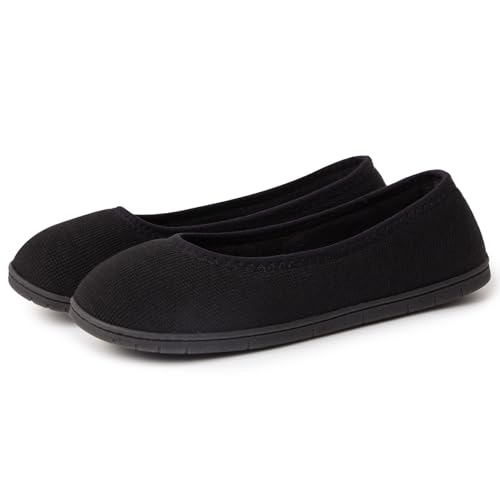 House Shoes for Women Comfy Memory Foam Loafer Slippers for Ladies Non-slip Sole for Comfort Ballet Flat with Closed Back Indoor and Outdoor for All Season Wear Black LightGrey Beige US6-US112