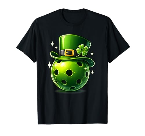St Patrick's Day Pickleball Lovers Lucky Leprechaun Men Kids T-Shirt