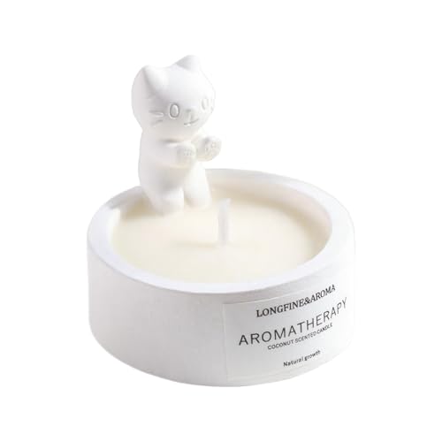 Bougies - Bougeoirs mignons avec motif chat - Bougie parfumée en de soja - Pour anniversaire, pendaison de crémaillère, salle de bain, Saint-Valentin, salle de bain