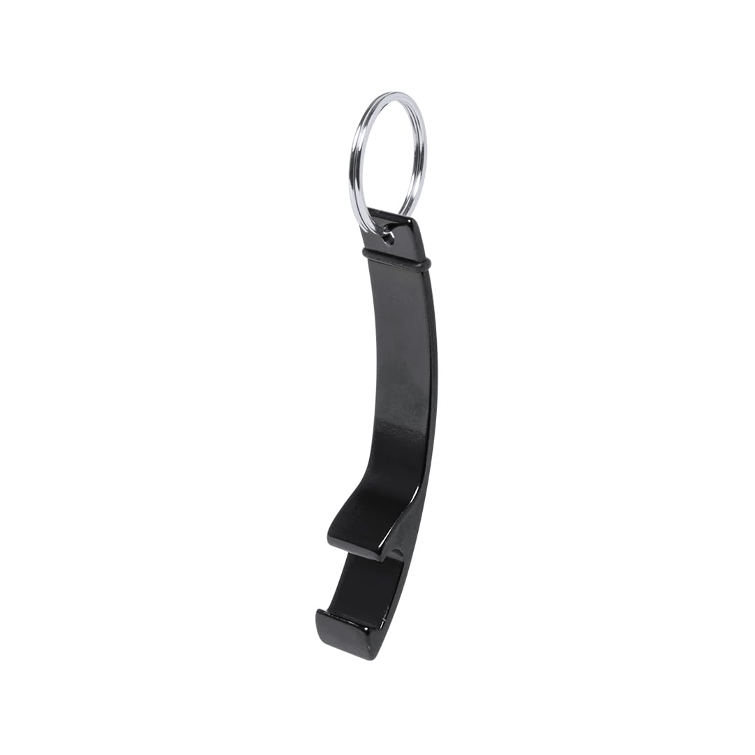 eBuyGB Metal Bottle Opener Keyring, Colourful Aluminium Beer Opener Keychain, Black
