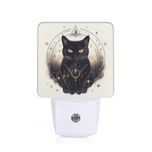 Image of Black Cat Night Lights Plug into Wall, Funny Cats Auto Sensor LED Night Lamp for Men Women Boys Girls Holiday Presents Gifts