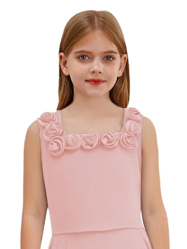 Kids Girl's Sleeveless Floral Crop Top Formal Party Vest Tank Summer Cami Tops3