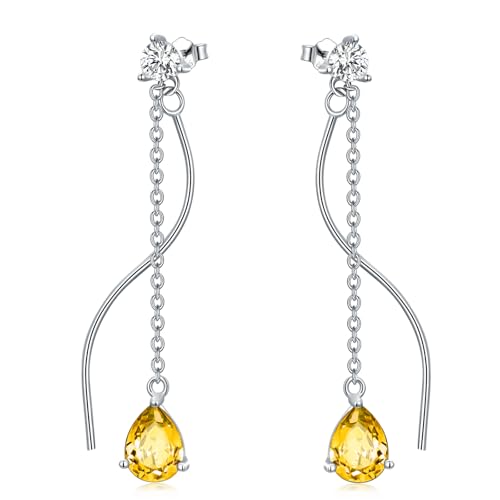 Boucles d'oreilles argent 925 WSX avec pierre de naissance en goutte et oxyde de zirconium