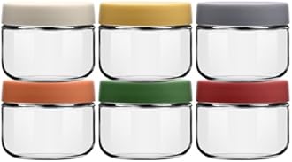 EONJOE 8oz Glass Jars with Lids 1 Cup Small Food Containers for Chia Pudding Jam Snacks Yogurt Overnight Oats Candy,6-Pack
